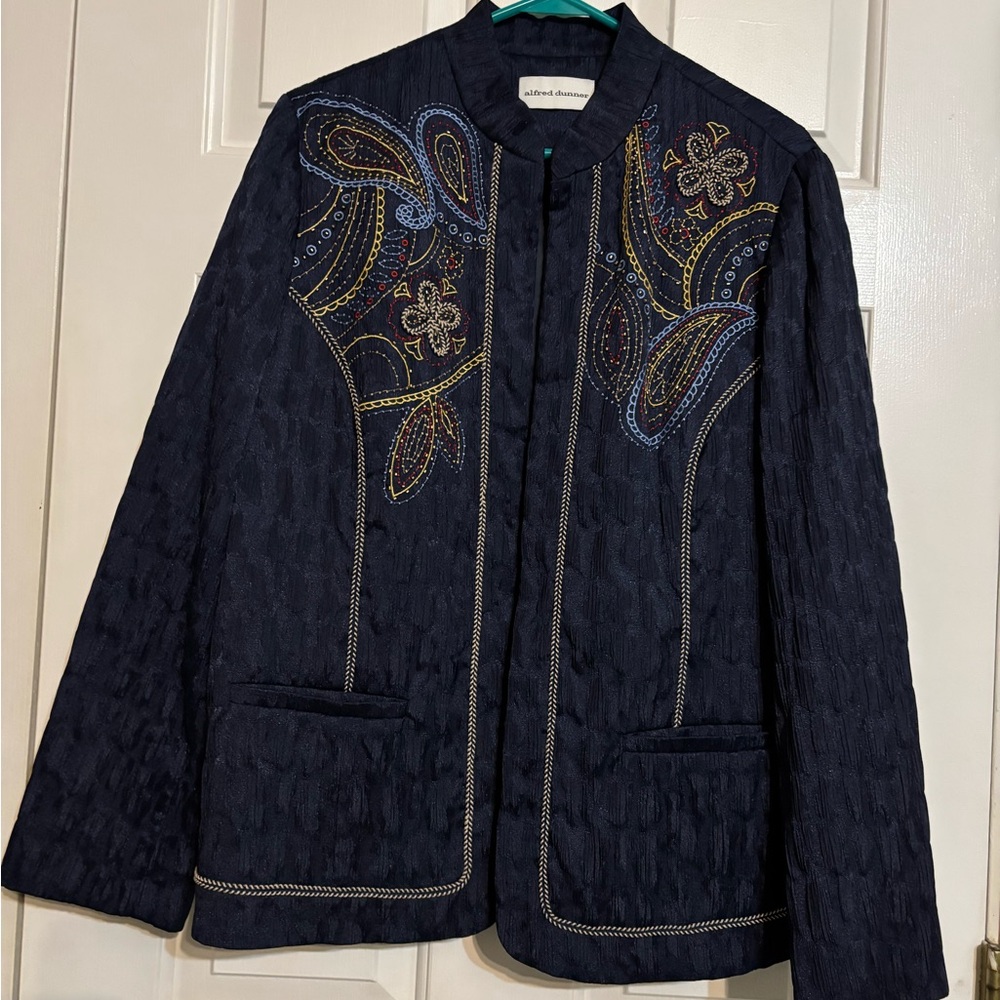 Alfred Dunner XL BlueEmbroidered Blazer